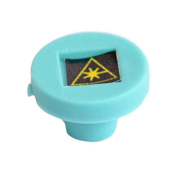 FC Mating Sleeve Adapter Dust Cap with Laser Warning Label, Aqua, Round Head (100 Pack)