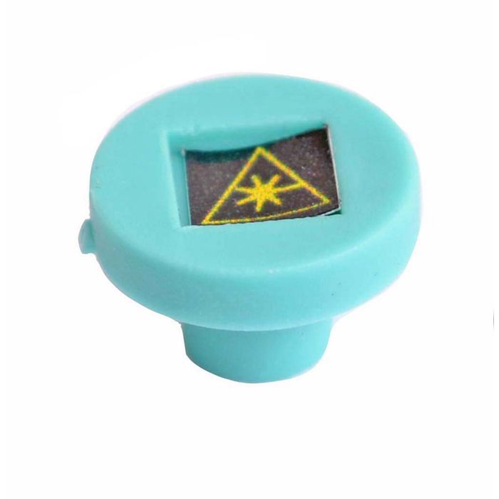 ST Mating Sleeve Adapter Dust Cap with Warning Label Aqua Round Head - 100 Pack