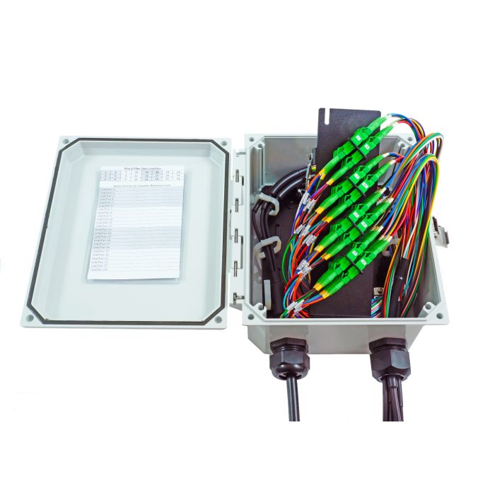 48 Fiber Cross Connect Enclosure with Installed LC/APC Adapters