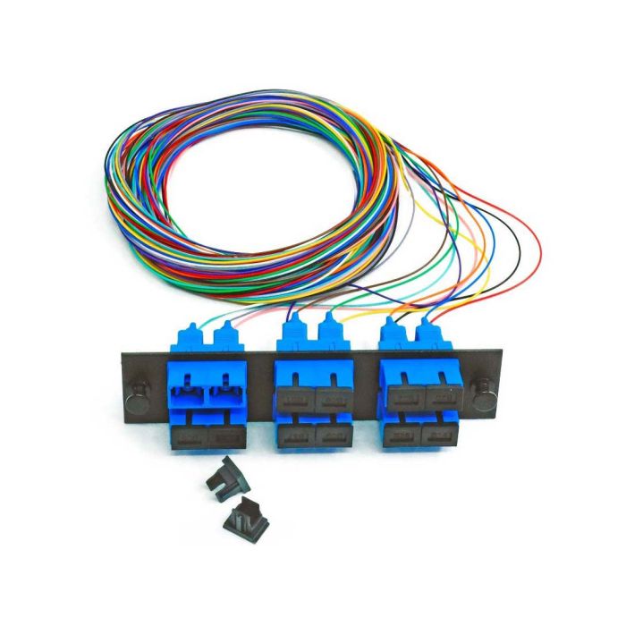 Snap Pack, 12 Fiber, Singlemode, Duplex, SC/UPC, Black Plate, 3 Meters