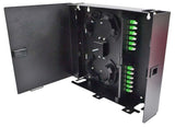 Wall Mount Enclosure 2 Panel Deluxe Loaded with 2 Duplex LC/APC Plates & Splice Trays Black