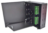 Wall Mount Enclosure 4 Panel Deluxe Loaded with 4 Duplex LC/APC Plates Pigtails & Splice Trays Black