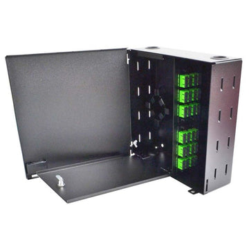4 Panel Deluxe Wall Mount Enclosure Loaded with 4 Duplex SC/APC Plates & Splice Trays