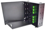 Wall Mount Enclosure 4 Panel Deluxe Loaded with 4 Duplex SC/APC Plates & Splice Trays Black