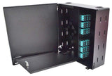Wall Mount Enclosure 4 Panel Deluxe Loaded with 4 Duplex SC OM3 Plates & Splice Trays Black