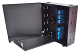 Wall Mount Enclosure 4 Panel Deluxe Loaded with 4 Duplex SC/UPC Plates & Splice Trays Black