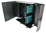 Wall Mount Enclosure 8 Panel Deluxe Loaded with 8 Duplex SC OM3 Plates & Splice Trays Black