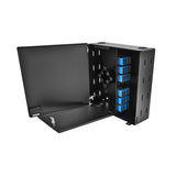 Wall Mount Enclosure 4 Panel Economy Loaded with SC/UPC Plates/Trays Black
