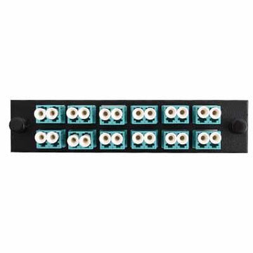 Adapter Plate 12-Pack LC Duplex Multimode Aqua Adapters Loaded (24 Fibers) Black