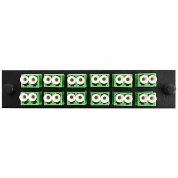 Adapter Plate 12-Pack LC Duplex Singlemode APC Green Adapters Loaded (24 Fibers) Black