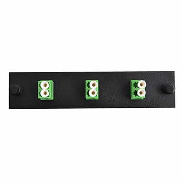 Adapter Plate 3-Pack LC Duplex Singlemode APC Green Adapters Loaded (6 Fibers) Black