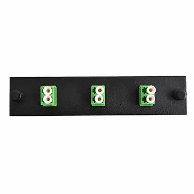 Adapter Plate 3-Pack LC Duplex Singlemode APC Green Adapters Loaded (6 Fibers) Black