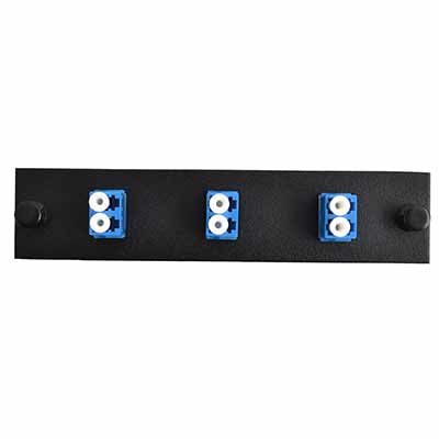Adapter Plate 3-Pack LC Duplex Singlemode UPC Blue Adapters Loaded (6 Fibers) Black