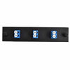 Adapter Plate 3-Pack LC Duplex Singlemode UPC Blue Adapters Loaded (6 Fibers) Black