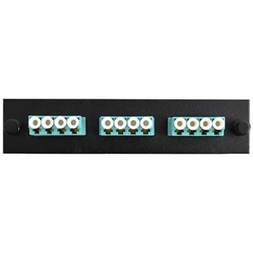 F1LC3QAPCSUL - Adapter Plate 3-Pack LC Quad Singlemode APC Green Adapters Loaded (12 Fibers) Off White