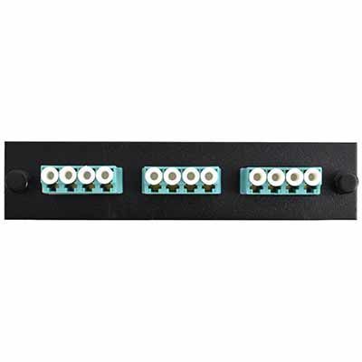 F1LC3DSUL - Adapter Plate 3-Pack LC Duplex Singlemode UPC Blue Adapters Loaded (6 Fibers) Off White