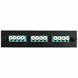 Adapter Plate 3-Pack LC Quad Multimode (OM3) Aqua Adapters Loaded (12 Fibers) Black