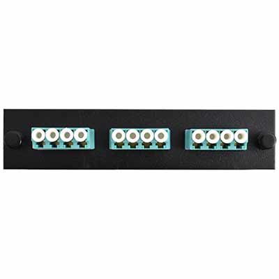 Adapter Plate 3-Pack LC Quad Multimode (OM3) Aqua Adapters Loaded (12 Fibers) Black