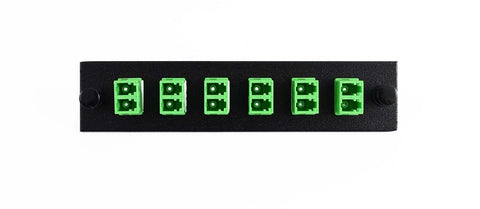 Adapter Plate 6-Pack LC Duplex Singlemode APC Green Adapters Loaded (12 Fibers) Black