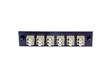 Adapter Plate 6-Pack LC Duplex Multimode Square Adapters Beige Adapters Loaded (12 Fibers) Black