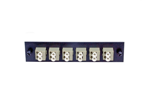 Adapter Plate 6-Pack LC Duplex Multimode Square Adapters Beige Adapters Loaded (12 Fibers) Black