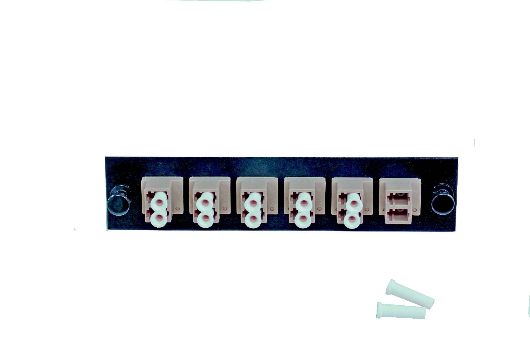Adapter Plate 6-Pack LC Duplex Multimode Square Adapters Beige Adapters Loaded (12 Fibers) Black