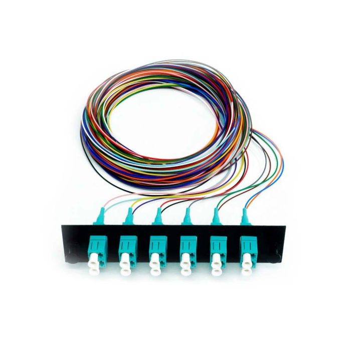 12 Fiber Multimode 50um OM3 LC/PC Snap Pack Adapter Plate, 3 Meters
