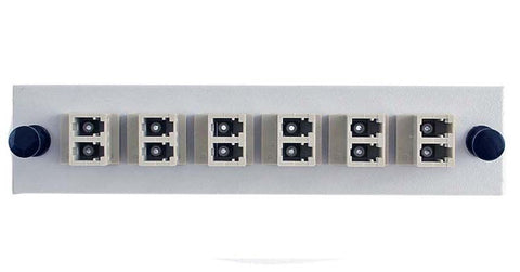 Adapter Plate 6-Pack LC Duplex Multimode Square Adapters Beige Adapters Loaded (12 Fibers) Off White