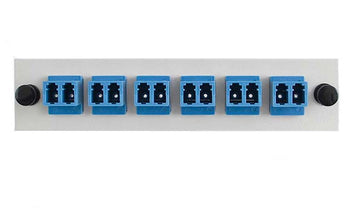 LC Duplex 6 Pack SM Blue Adapter Off White Angled Plate