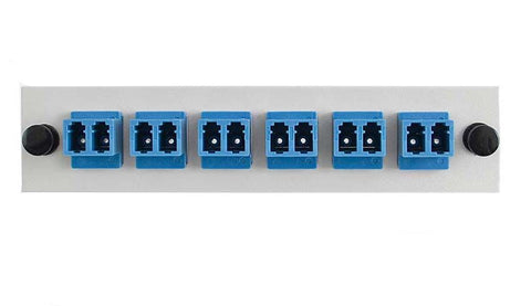 Adapter Plate 6-Pack LC Duplex Singlemode Square Adapters Blue Adapters Loaded (12 Fibers) Off White