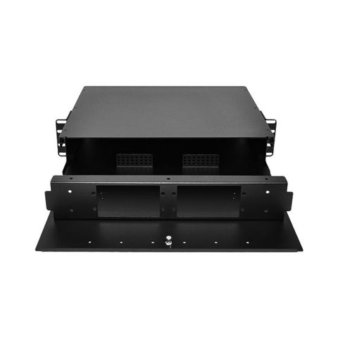 2RU Rack Mount Patch Housing - Single Sliding Tray, Holds 4 Adapter Pa ...