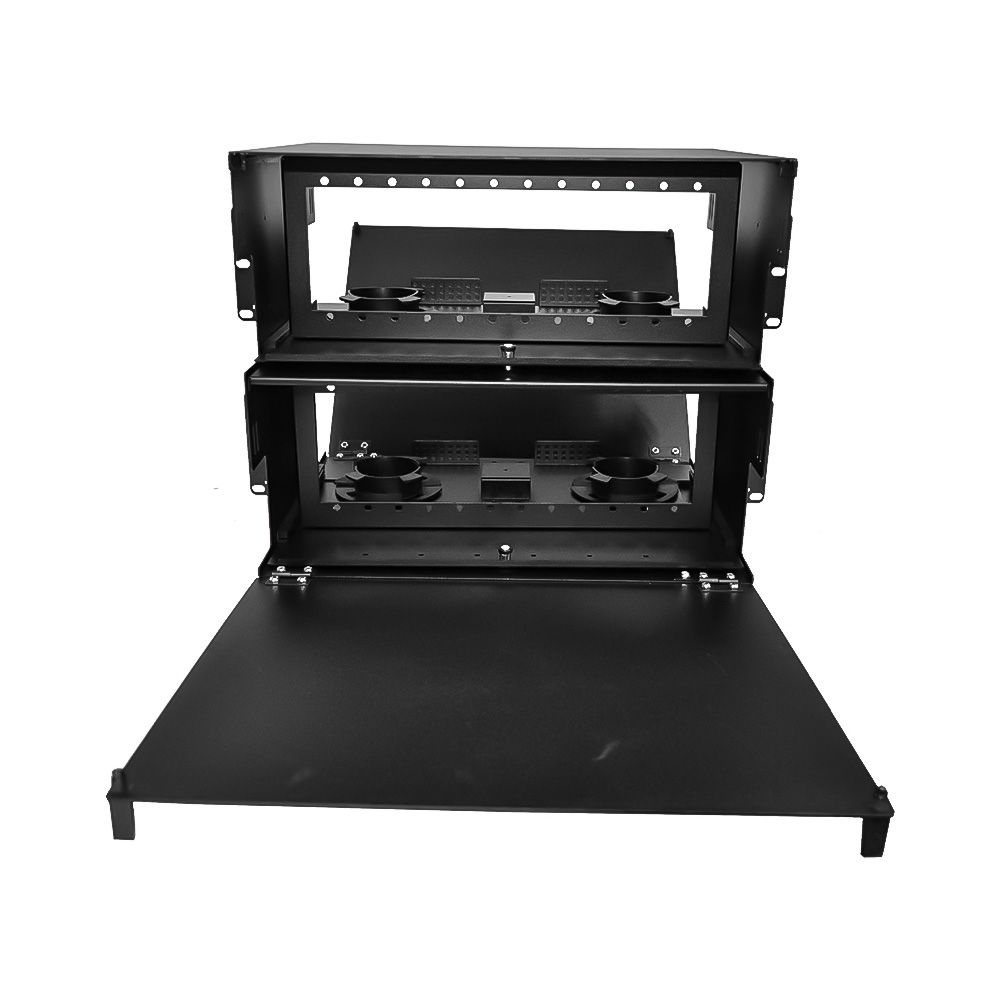 8RU Rack Mount Patch Housing - Dual Sliding Trays - Holds 24 Adapter Panels