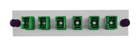 Adapter Plate 6-Pack SC Singlemode APC Green Adapters Loaded Off White