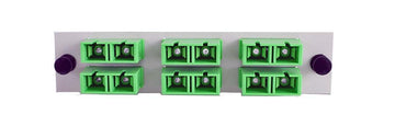 Adapter Plate 6-Pack SC Duplex Singlemode APC Green Adapters Loaded (12 Fibers) Off White