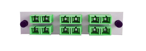 Adapter Plate 6-Pack SC Duplex Singlemode APC Green Adapters Loaded (12 Fibers) Off White