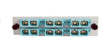 Adapter Plate 6-Pack SC Duplex Multimode (OM3) Aqua Adapters Loaded (12 Fibers) Off White