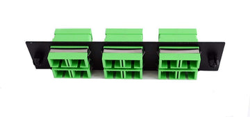 Adapter Plate 6-Pack SC Duplex Singlemode APC Green Adapters Loaded (12 Fibers) Black