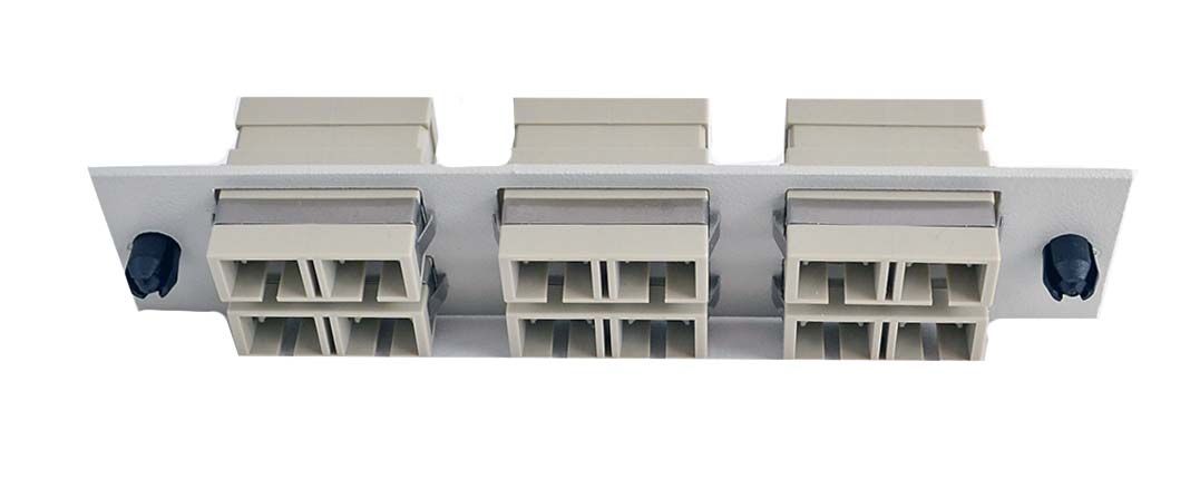 Adapter Plate 6-Pack SC Duplex Multimode Beige Adapters Loaded (12 Fibers) Off White