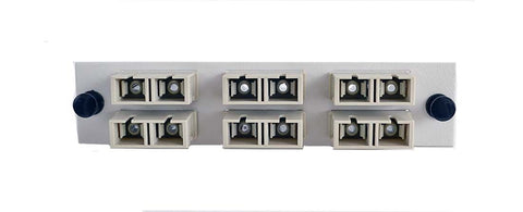 Adapter Plate 6-Pack SC Duplex Multimode Beige Adapters Loaded (12 Fibers) Off White