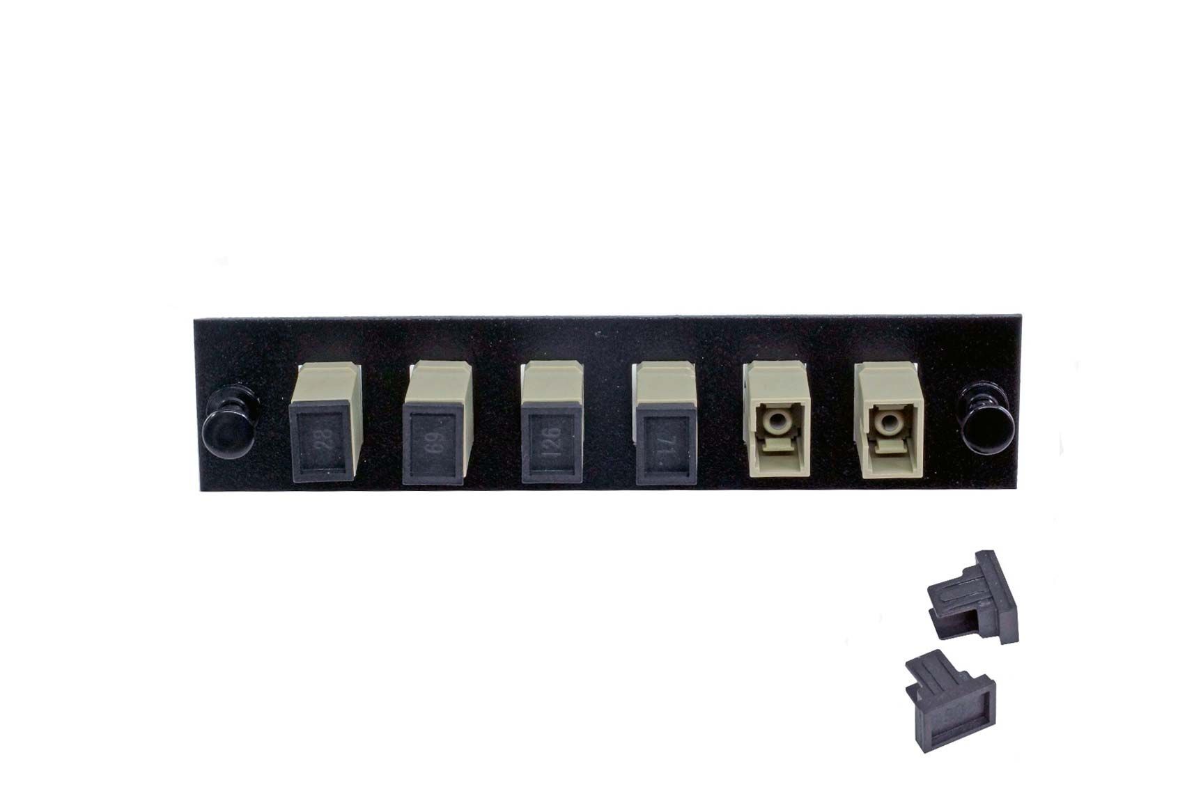 Adapter Plate 6-Pack SC Multimode Beige Adapters Loaded Black