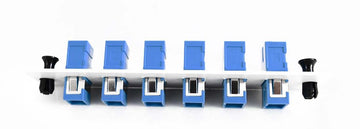 Adapter Plate 6-Pack SC Singlemode Blue Adapters Loaded Off White