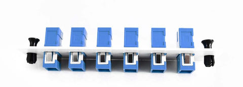 Adapter Plate 6-Pack SC Singlemode Blue Adapters Loaded Off White