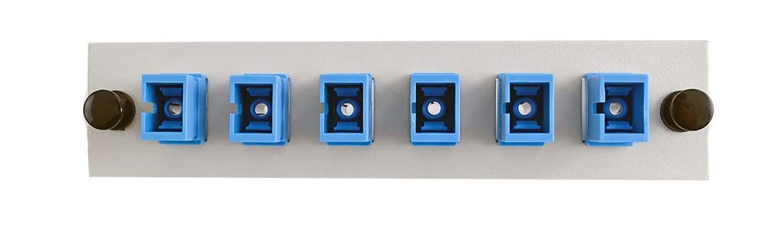 Adapter Plate 6-Pack SC Singlemode Blue Adapters Loaded Off White