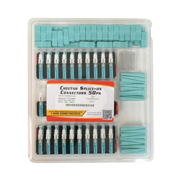 Splice-On Connector Cheetah SC/PC 50um OM3 SOC 900um Aqua - 50pk Clamshell