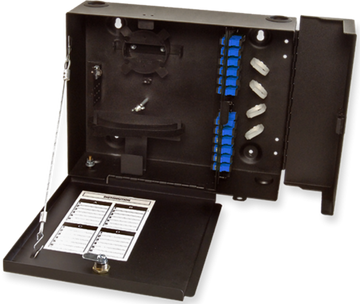 Wall Mount Enclosure Patch and Splice Holds (4) Adapter Plates Unloaded Black