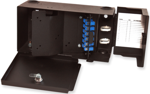 Wall Mount Enclosure Patch and Splice Holds (2) Adapter Plates Unloaded Black