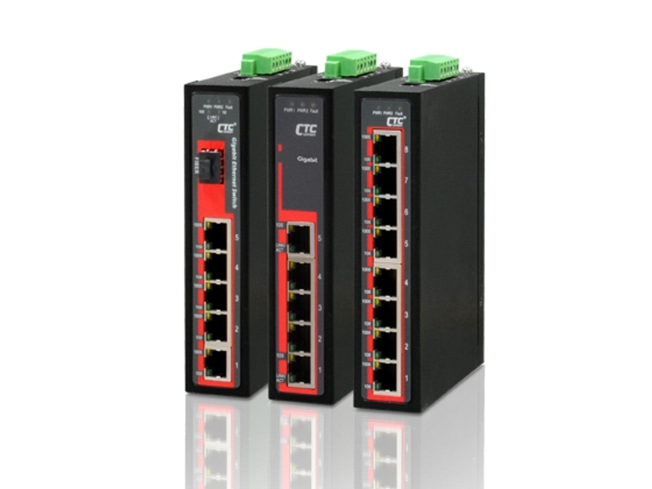IGS-800-E - 8 port 10/100/1000Base-TX Gigabit Ethernet Industrial switch, -40 to 75 Celsius, DIN rail mount