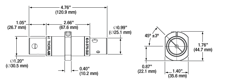 Free-Space Isolator, 375 nm, Ø2.7 mm Max Beam, 3 W Max