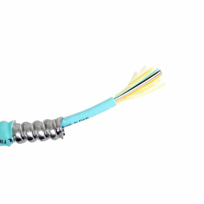 TLC Distribution Cable with Aluminum Interlocking Armor 6 Fiber ClearCurve Multimode 50/125um OM3 Plenum Aqua (per meter)