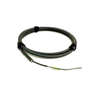 TLC Indoor/Outdoor Fiber Optic Cable with Aluminum Interlocking Armor 6 Fiber ClearCurve Multimode 50/125um OM3 Plenum Black (per meter)